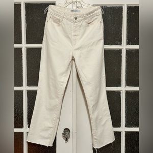 Zara Raw Hem White Denim Jeans